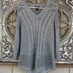 lauren Michelle Silver Grey shimmery Sweater - Size L
